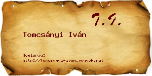 Tomcsányi Iván névjegykártya
